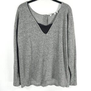 NAF NAF Back Button V Neck Long Sleeve Top Viscose Blend Size XL